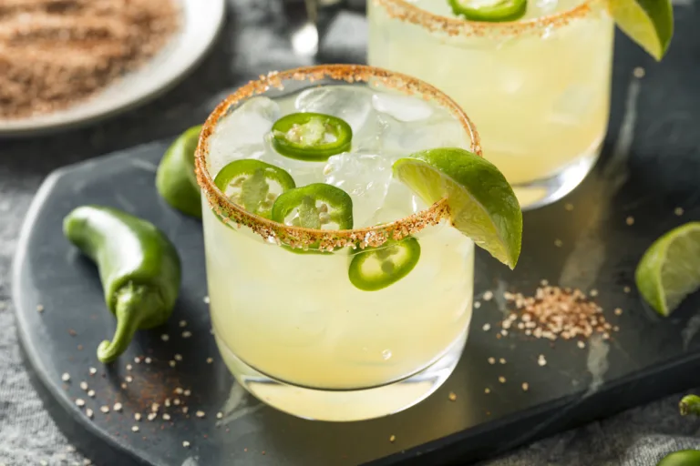 Homemade Spicy Margarita with Limes and Jalapenos